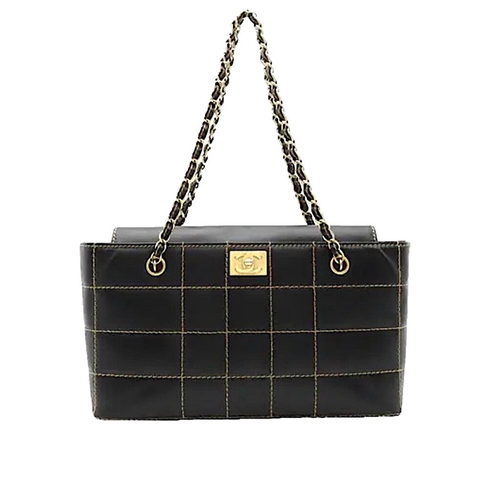 Chanel Chocolate Bar Wild Stitch Chain Bag in Black Leather with Gold Hardware - Picture 2 of 16